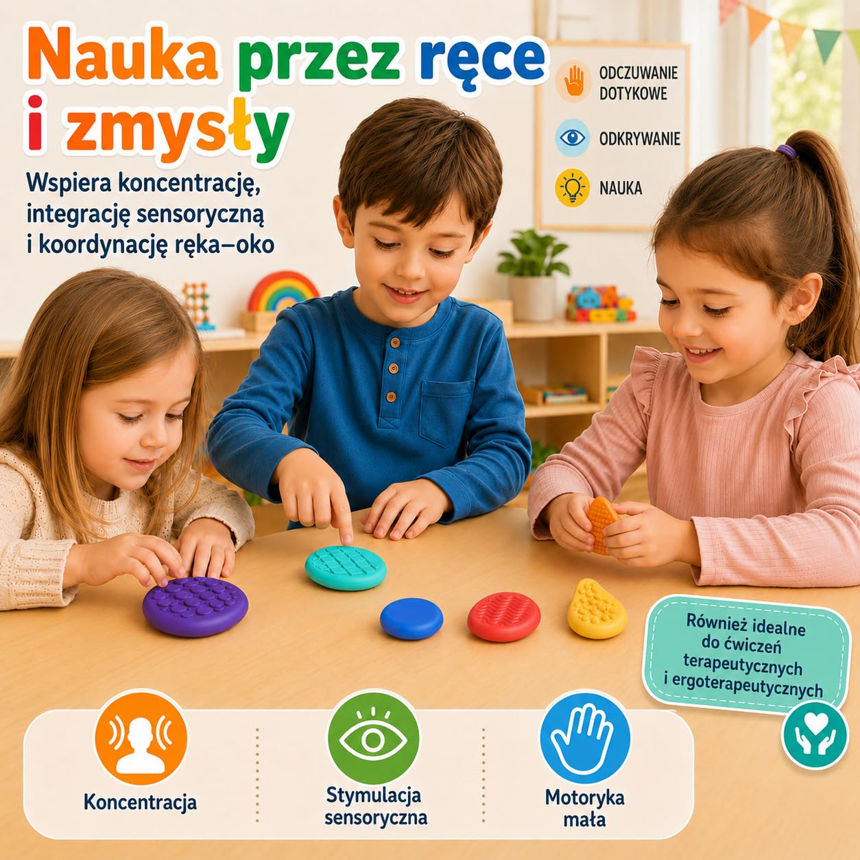 Silikonowe zabawki sensoryczne Fidget Toys 6 sztuk, antystresowe, redukujące stres, prezent dla dzieci i dorosłych, ADHD i autyzm