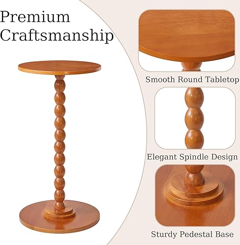 Miniatura 6 de Mesa auxiliar redonda de madera, pequeña mesa decorativa, mesita de noche, mesa auxiliar moderna para sala de estar, dormitorio, espacio pequeño,