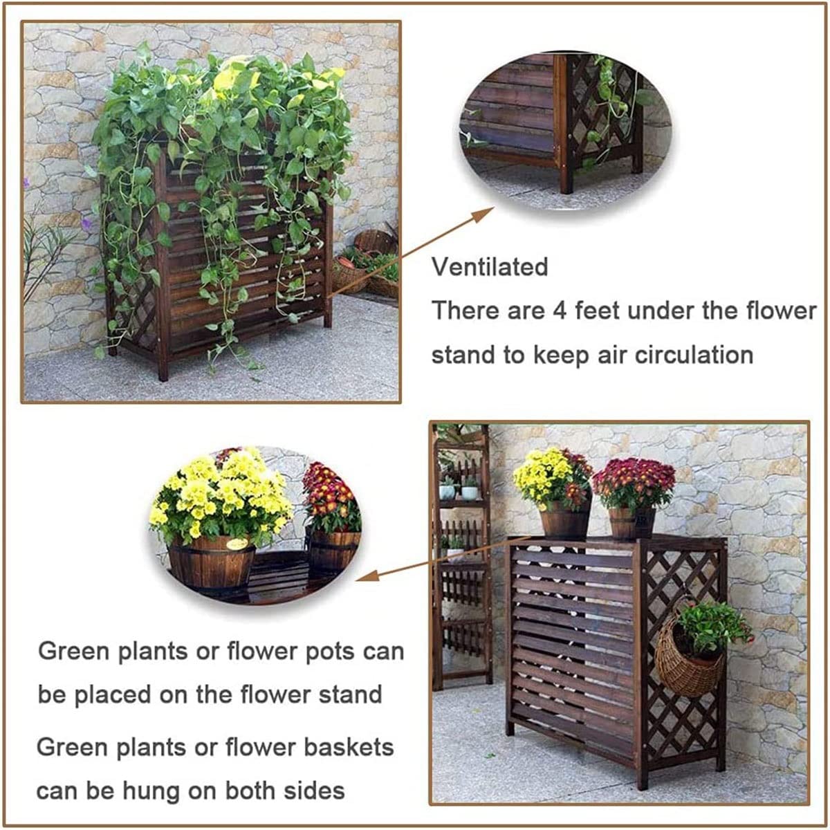 Klimaanlagen Abdeckung Aus Holz - Dekorativer Sichtschutz Für Außengeräte 110x50x85 Cm