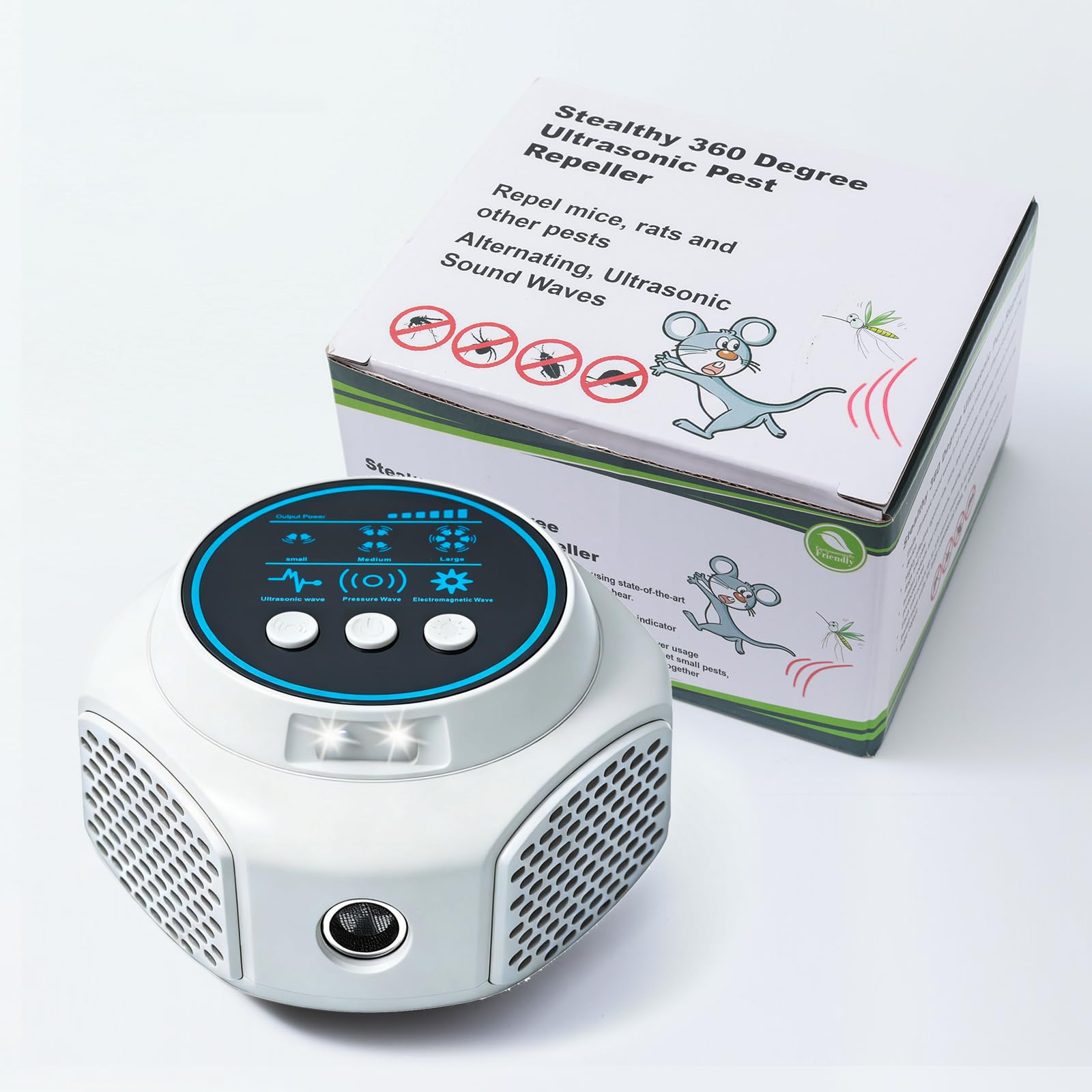 Trappole per topi a ultrasuoni da interni, per casa, dispositivo a ultrasuoni, repellente per roditori, a ultrasuoni, per ratti, topi, ragni, scoiattoli, scarafaggi, per soffitta (1, bianco)
