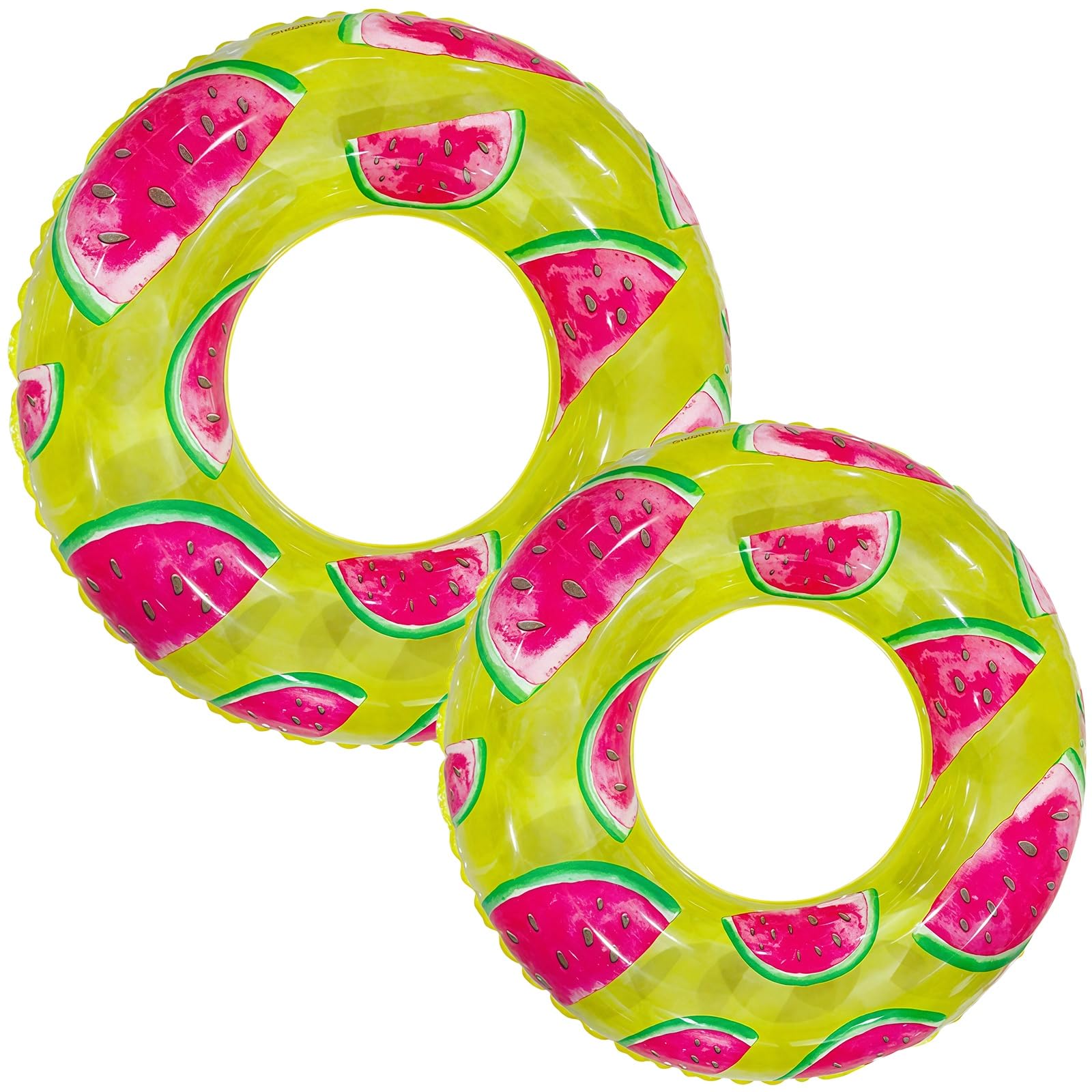 Inflatable Swimming Rings 70cm and 90cm 2 Pack, Watermelon Fruit Pool Floats for Kids and Adults, Swim Rings, Rubber Rings for Beach, Garden Paddling Pool Toys