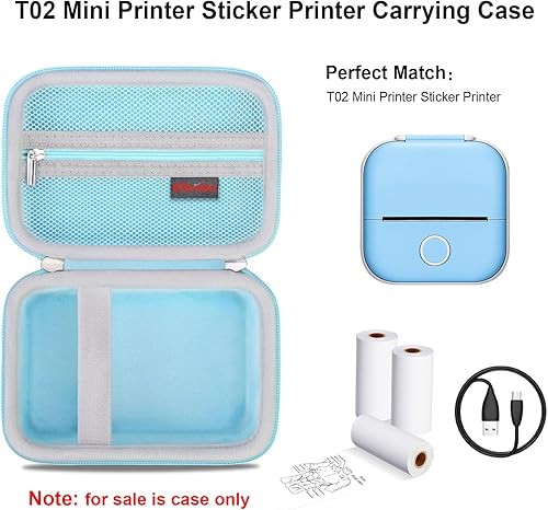 Miniatura 2 de Elonbo Estuche de transporte para mini impresora T02, compatible con MemokingOmezizyMemoqueenPhomemoPonek T02 portátil Bluetooth térmica