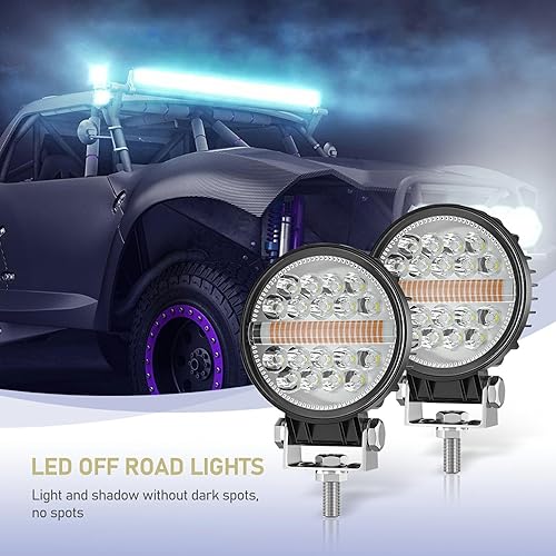 Miniatura 6 de 2 luces LED de techo de 4.2 pulgadas, barras de luz de reflector redondas, luces combinadas de 3900 lúmenes, luces de trabajo, universales para la