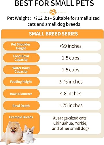Miniatura 6 de Y YHY Cuencos de comida para perros y gatos, cuencos elevados de cerámica para mascotas de 12 onzas (1.5 tazas) para comida y agua, dos platos