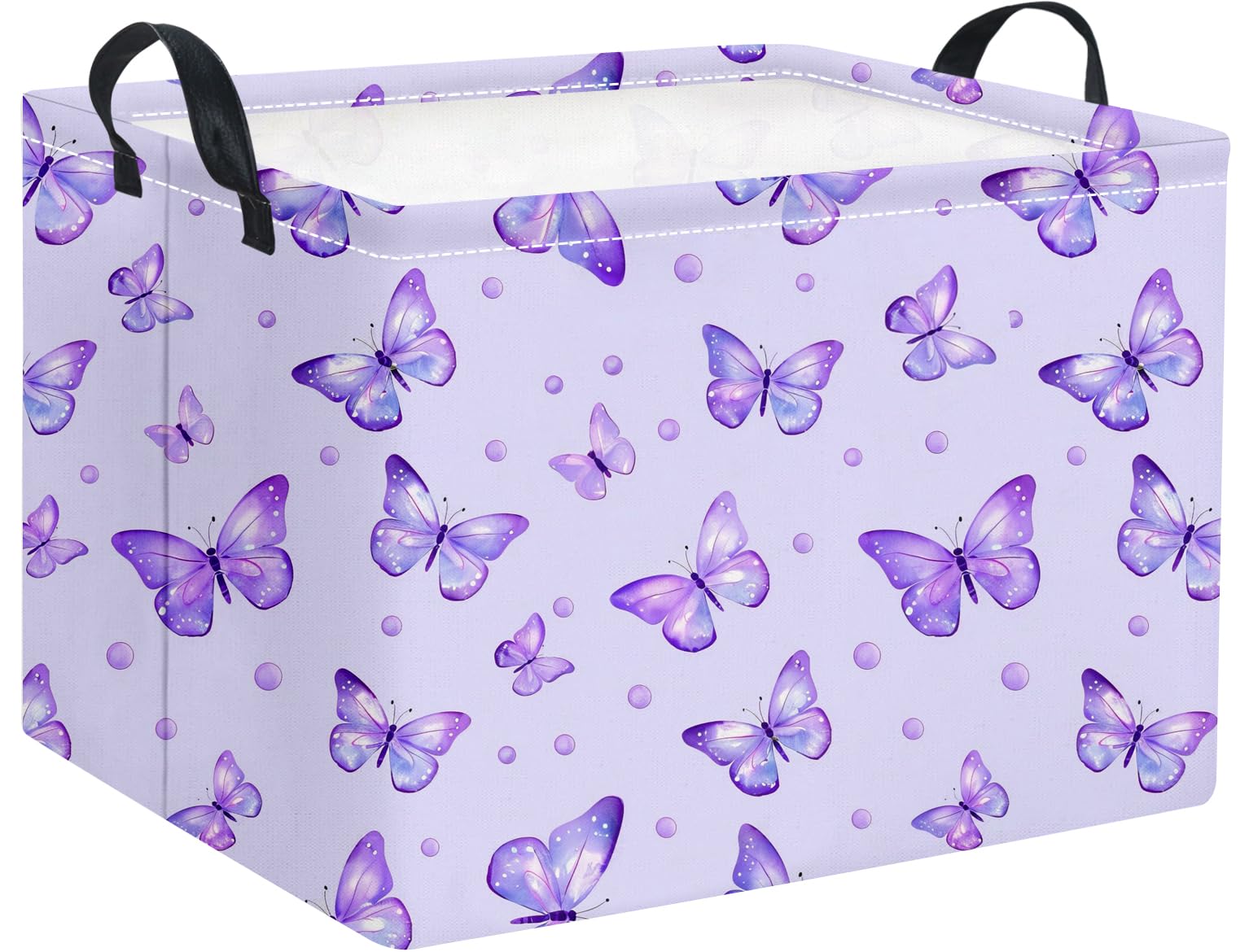 HIYAGON Rectangular Baby Girl Basket Kids Baby Storage Basket Toy Storage Bin Organizer Box Room Decor(Dot Butterfly) โ image 1