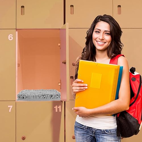 Miniatura 9 de Alfombra escolar de chenilla, 100% microfibra, con parte trasera antideslizante para decoración de casillero (azul, 10 x 10 pulgadas)