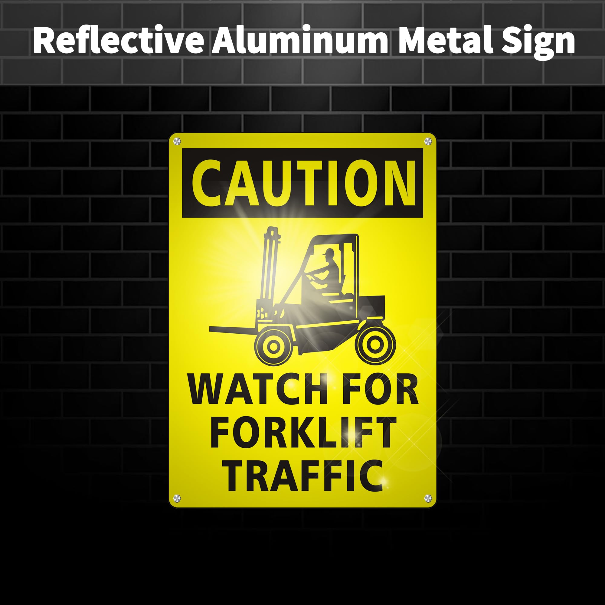 (2 Pack) Caution Watch for Forklift Traffic Safety Sign, 10 x 14 Watch for Forklift Reflective Aluminum Metal Signs Rust Free Waterproof and Easy to Install — Amazon image 7