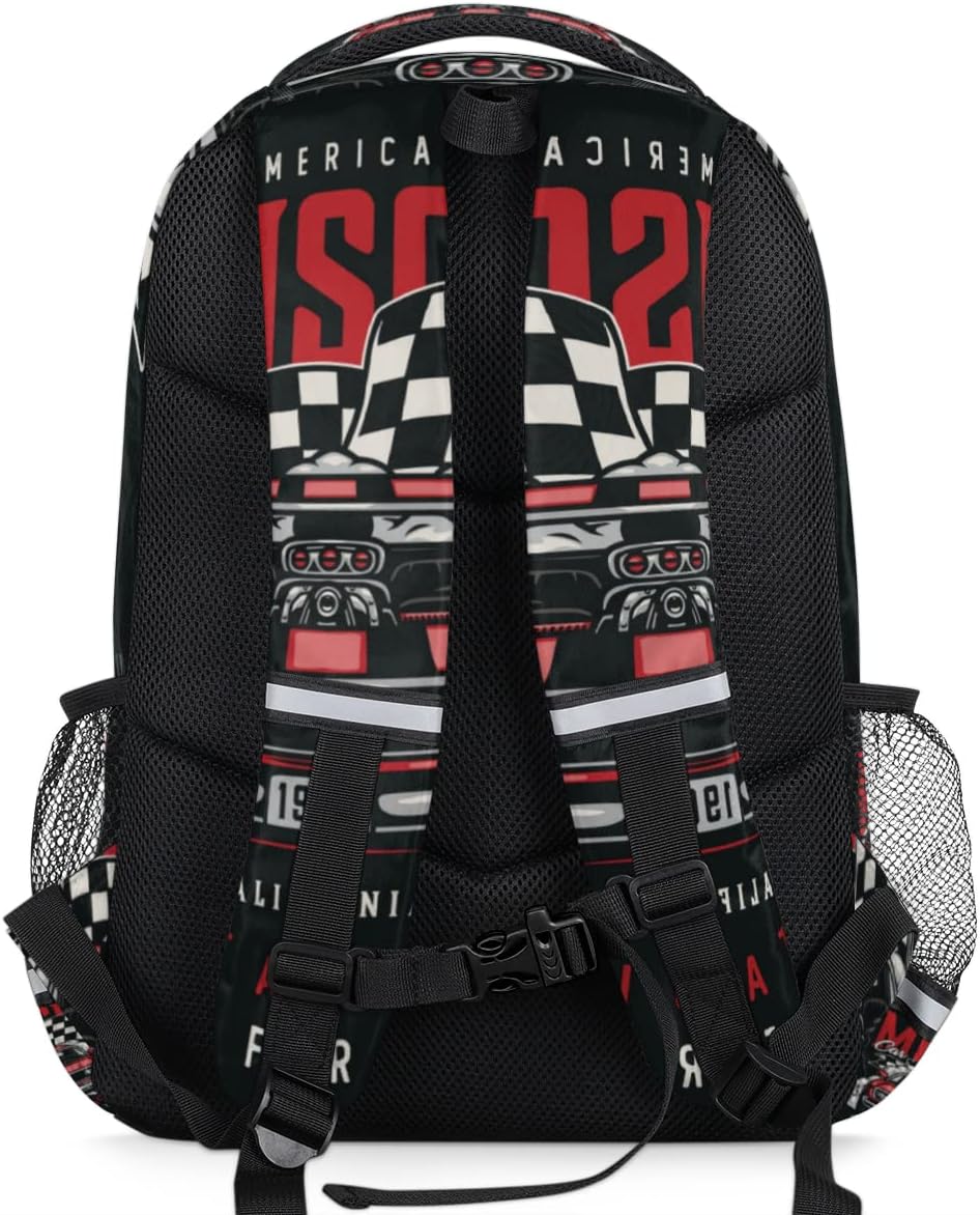 Racing Car Retro Backpack for Boys Girls Kids Schoolbag Children School Bookbag,Women Men Casual Daypack Students College Bookbags Travel Bags - Image 3