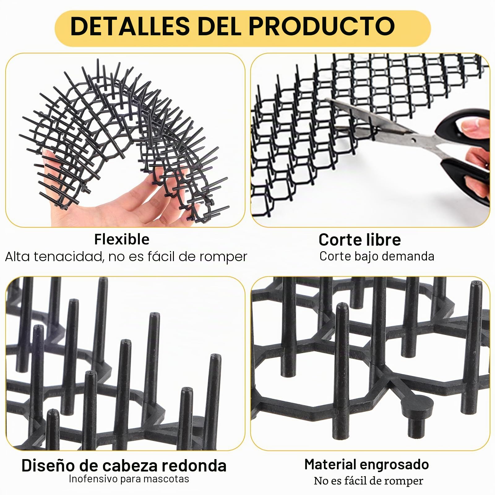15 Piezas Alfombrilla Anti Gatos 20x40 cm, Pinchos Repelente Gatos con 15 Clavos en U y 20 Bridas, Ahuyentador Gato para Jardín, Césped, Interiores y Exteriores
