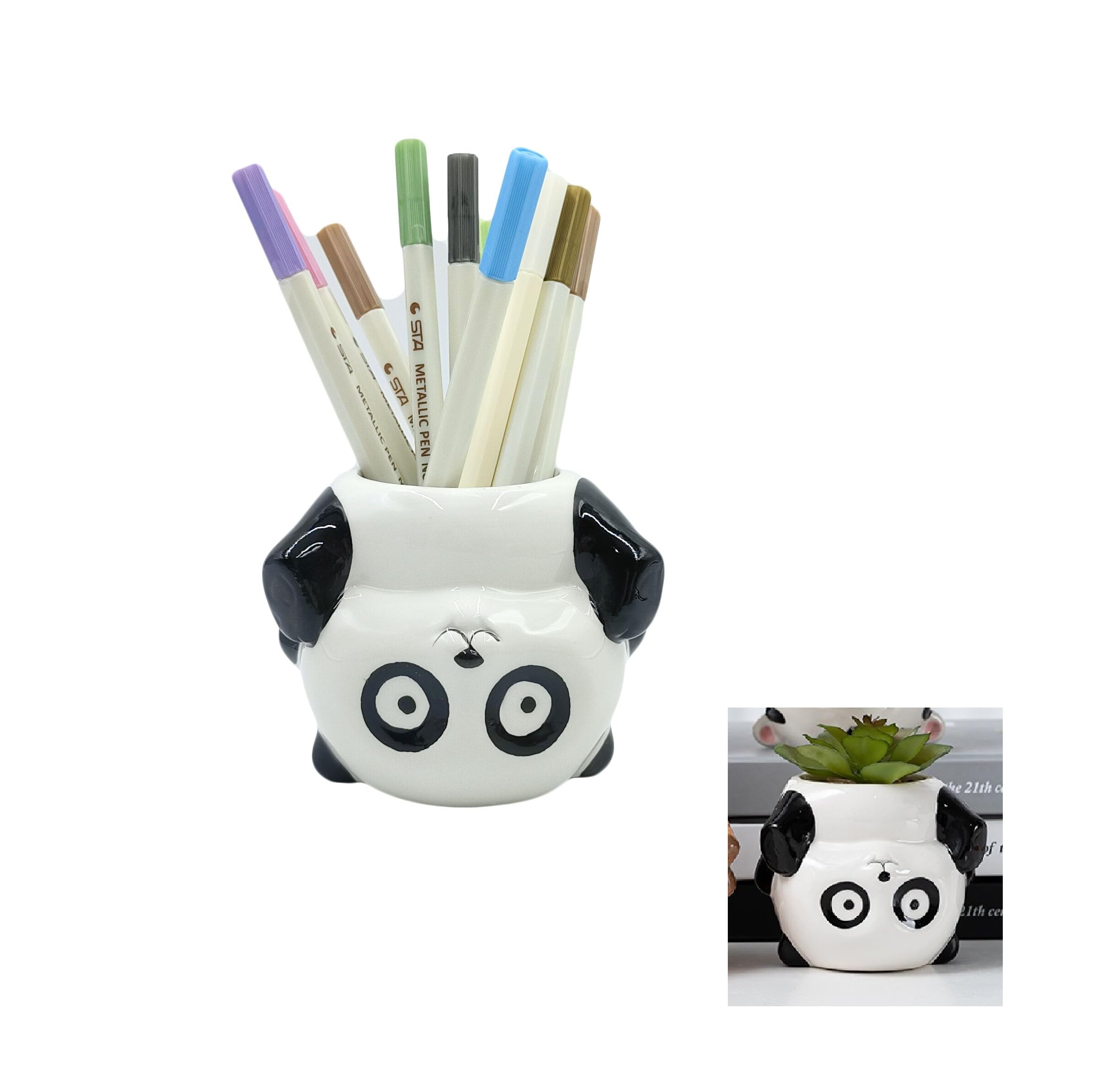 Youfui Cute Panda Home Decor Pot, Animal Succulent Planter Flowerpot For Home Office Desk Decoration (Cute Panda)