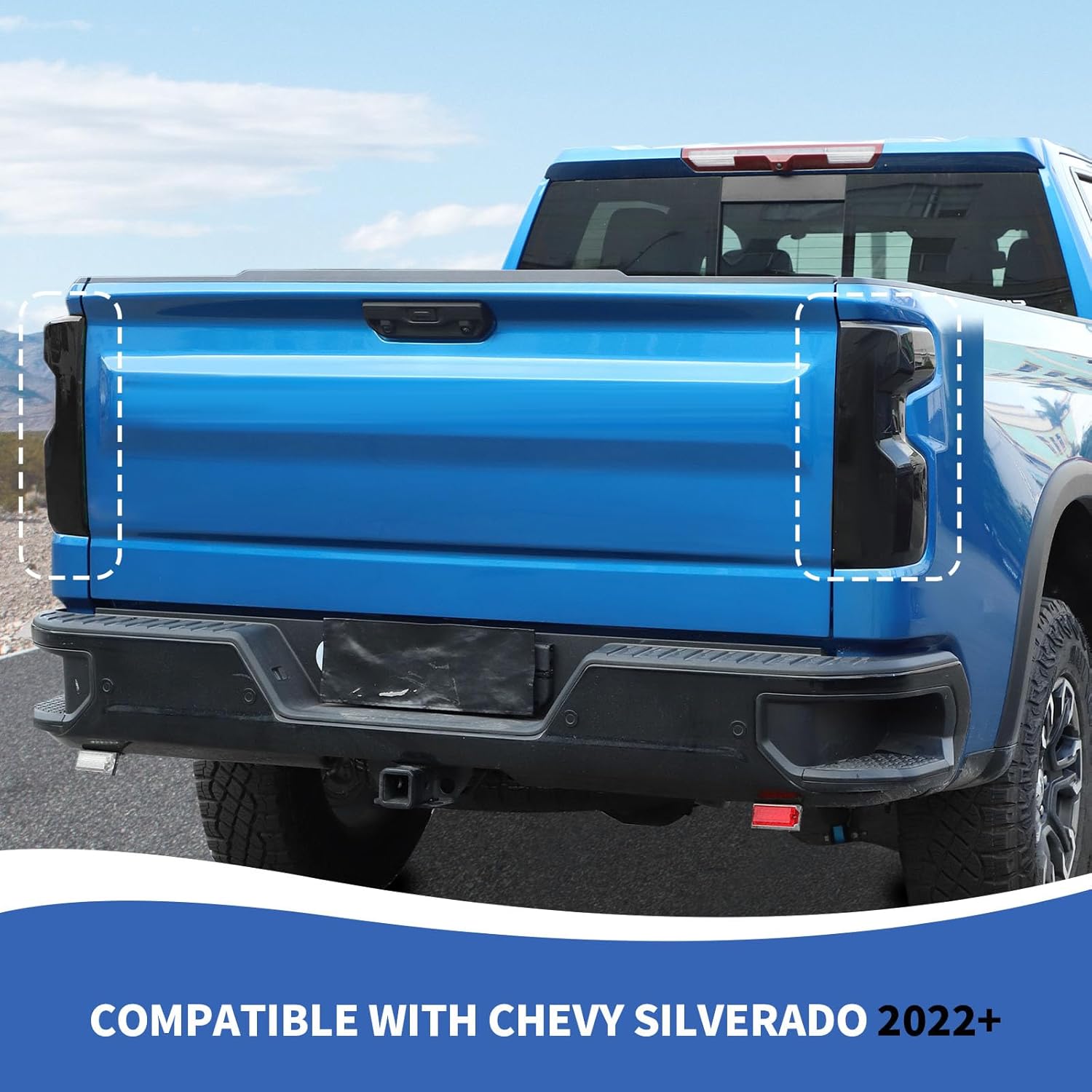 RAZPOY for Silverado Tail Light Covers, 2PCS Smoked Rear Taillight Lamp Guards Trim Compatible with 2019-2024 Chevy Silverado Exterior Accessories, Smoke Black