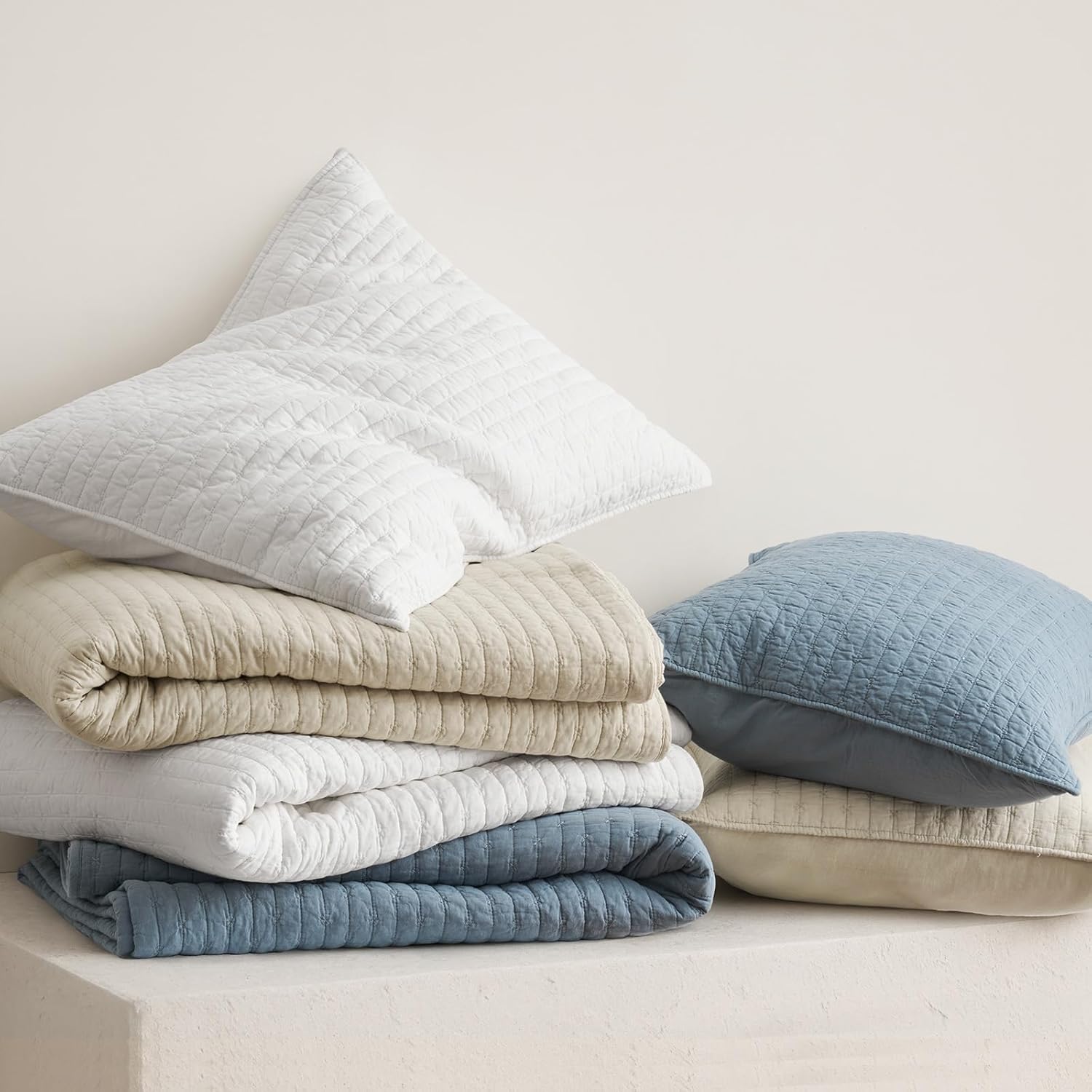 EVERGRACEHOME Cross Stitch Pre-Washed Cotton Quilt Bedding Set King Size, Oversized 3 Pieces Lightweight Bedspread Coverlet for All Season, with 2 Matching Shams, Bright White,118"x106" - Image 8