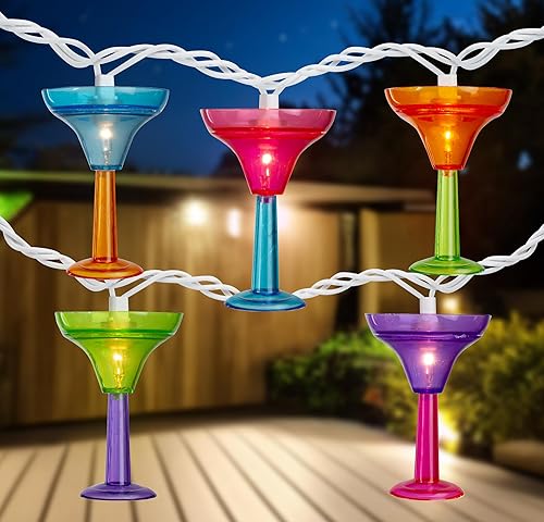 Miniatura 2 de Juego de 10 luces de cristal Margarita de colores vibrantes para verano, exteriores, patio, Navidad, 7.5 pies, alambre blanco