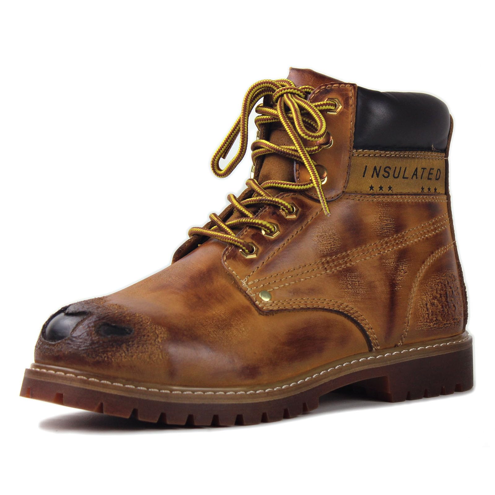 OSSTONE Vintage Braun męskie skórzane buty chukka Worker buty motocyklowe do sznurowanych botków OS-5008-7-A-VintageBrown-DE-R