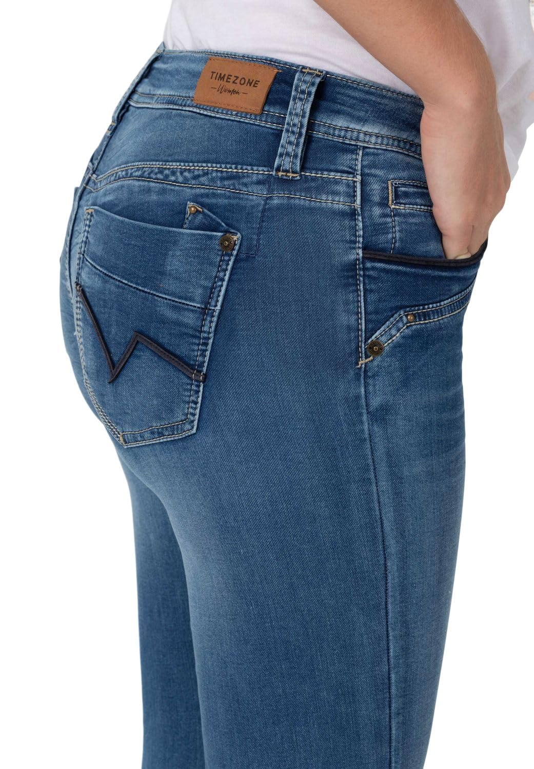 Timezone Damen Jeans Slim TAHILA TZ - Mid Waist - Slim Fit - Blau W25-W33 Stretch