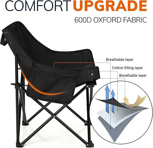Miniatura 3 de Overmont Silla de campamento plegable portátil premontada, silla de campamento ligera con bolsillo lateral, silla plegable para senderismo al aire
