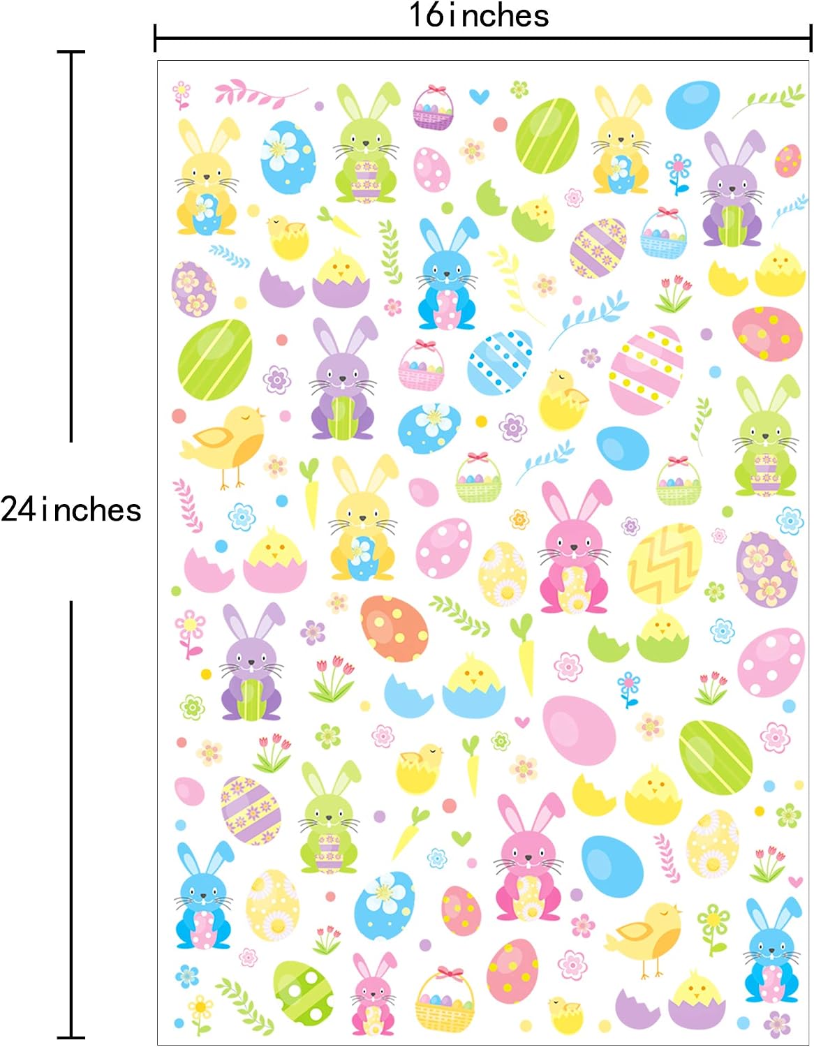 Kolewo4ever 20pcs Basket Bags pull bow Set 10 pieces Easter Cellophane Wrap Plastic Bag 10 pieces easter theme pull bow for Gifts Baskets Party Festivals (16x24 inch) image 3