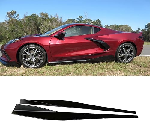 Para falda lateral Corvette C8 para Chevy Corvette C8 5VM 2020-2025 estilo Rocker Panel ABS negro mate pintado protector de línea de extensión