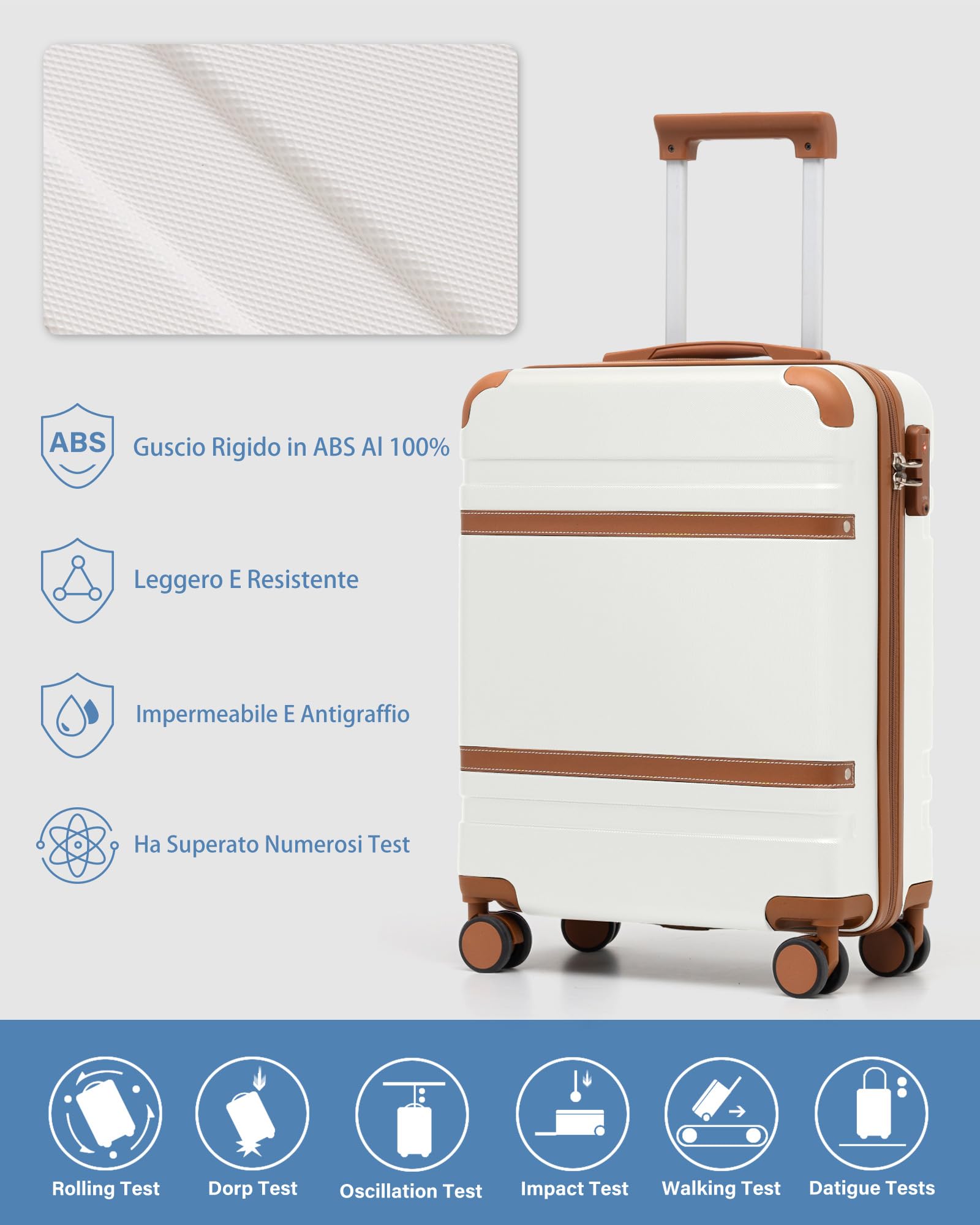 COOLIFE Valigia Cabina 55x35x20 Ryanair EasyJet Bagaglioamano Rigida PC+ABS | Lucchetto TSA 4 doppie ruote, leggera – Ideale per weekend, brevi soggiorni & city break