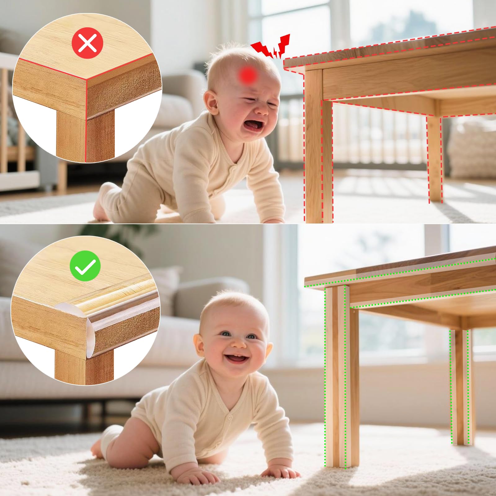 4 mètres de protection transparente des angles en silicone, protection pour bords doux pour enfants, autocollant, protection contre les coins tranchants pour tous types de meubles, protège les bébés
