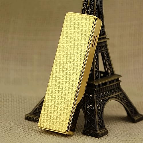 Miniatura 5 de Encendedores de butano de metal fresco, recargables y ajustables, a prueba de viento, para hombres (sin gas) (grande, plateado)