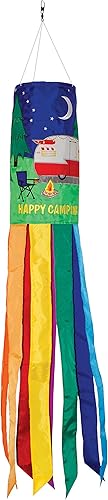 Vista 9 de In the Breeze Tienda de campaña de camping 40 pulgadas apliques Windsock - Decoración colgante con escena al aire libre Tienda Campint
