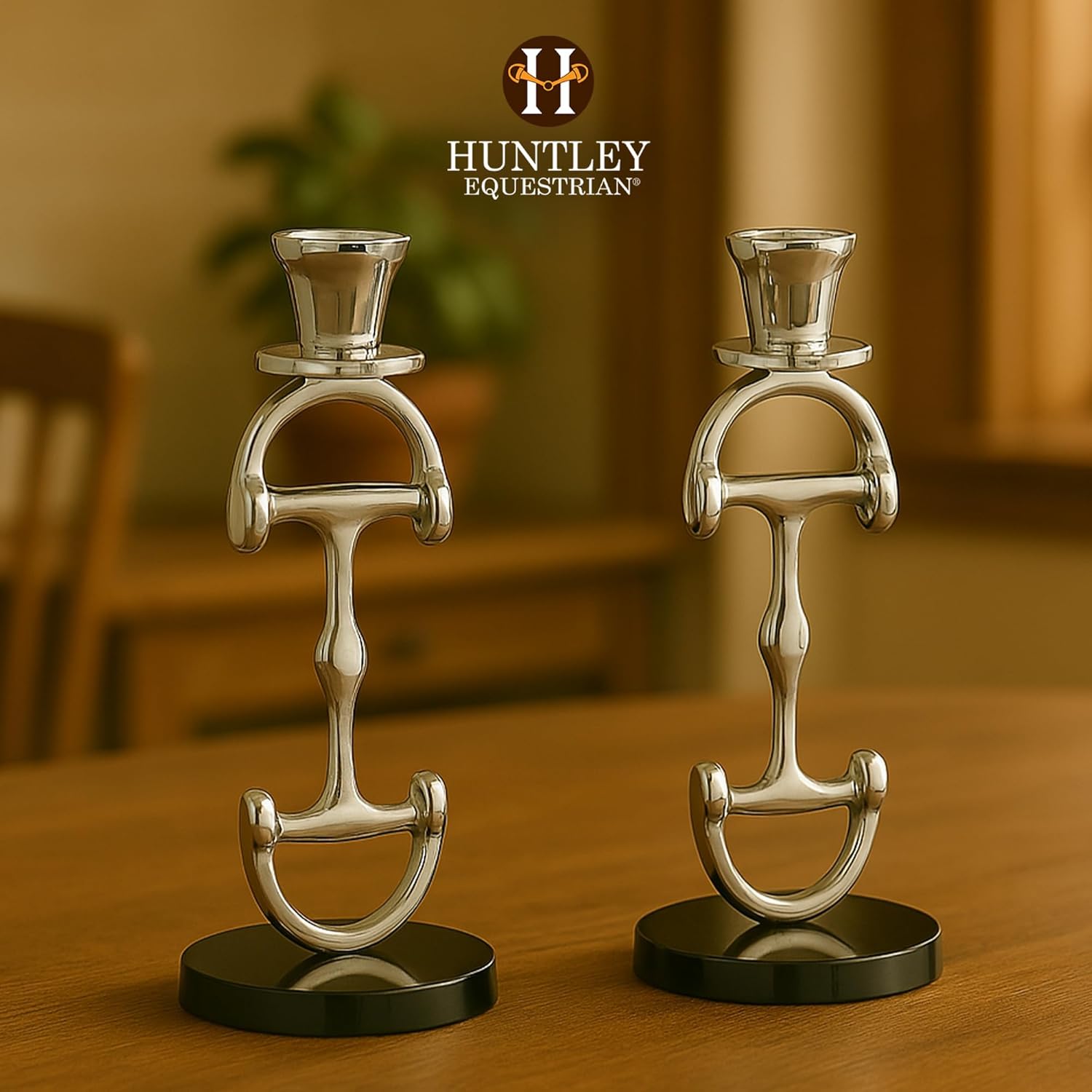 Huntley D Bit Candle Sticks, Pair in Aluminum, Silver Finish