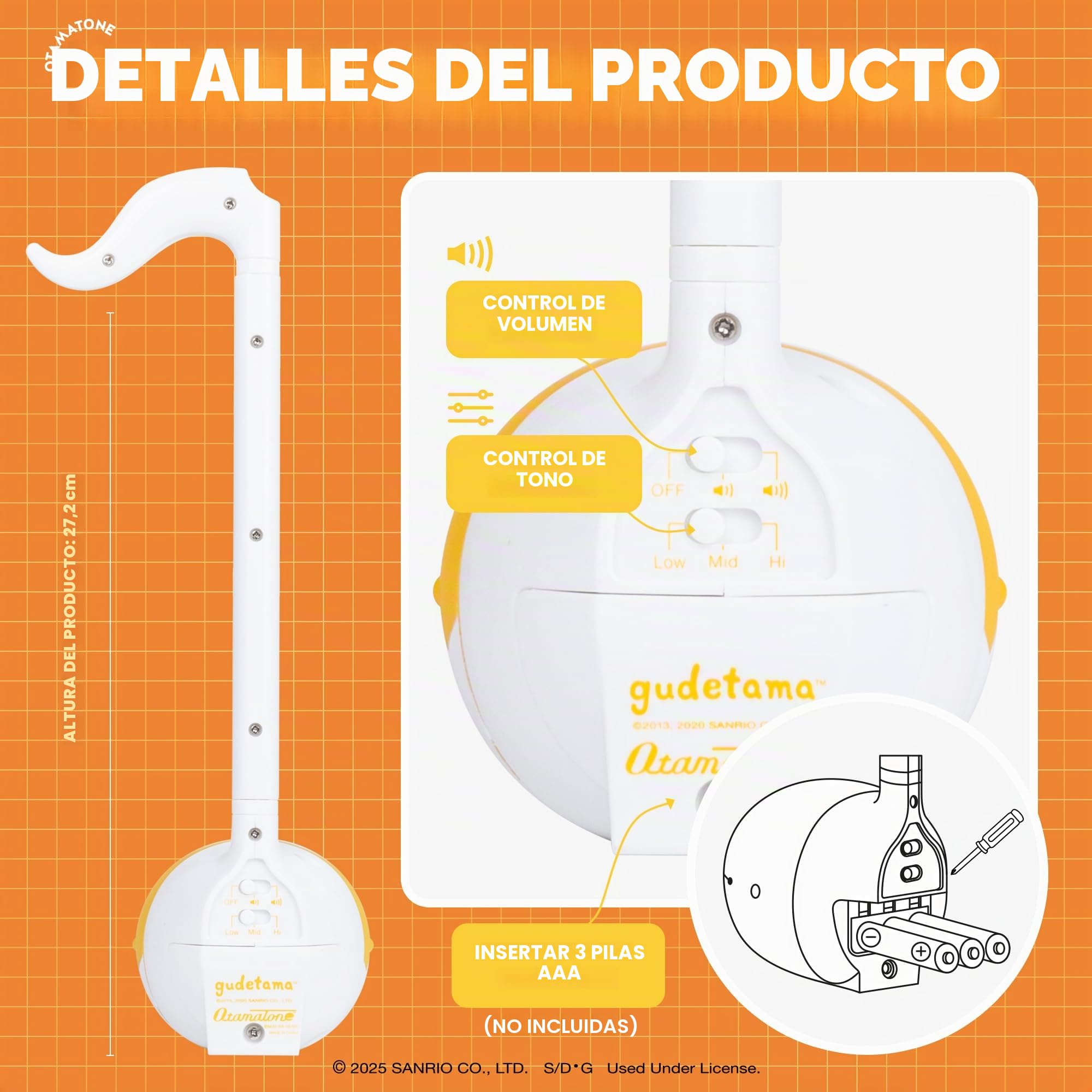 Otamatone Special Edition Sanrio (Gudetama) - Fun Electronic Musical Toy Synthesizer Instrument by Maywa Denki (Official Licensed) [Includes Song Sheet and English Instructions]