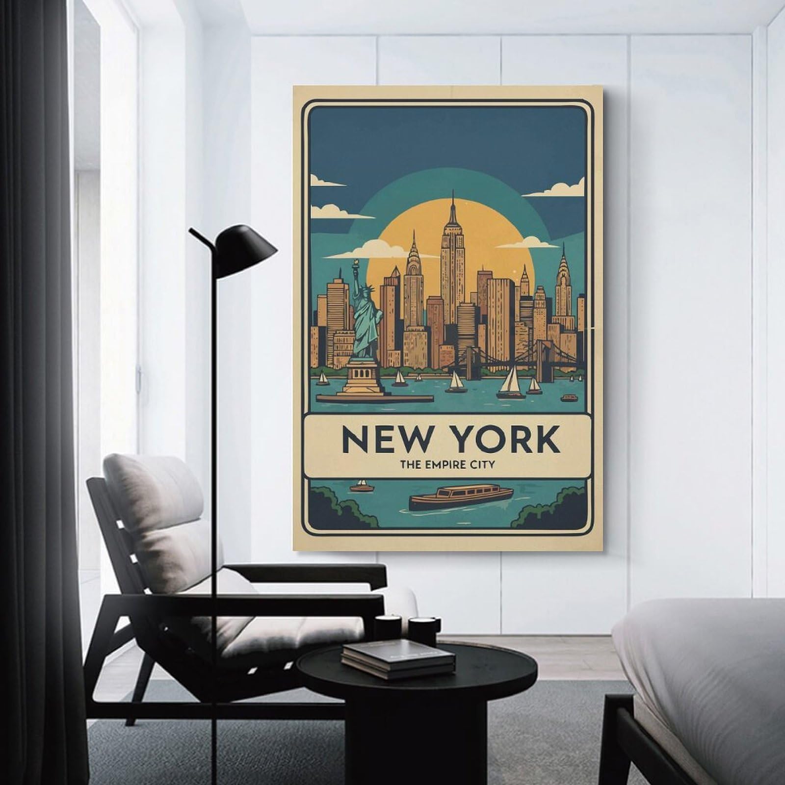 Junmoney New York City Travel (2) Hanging Wall Art, 24x36inch(60x90cm), for Lounge, Bedroom Or Personal Spaces, Gift Idea for Housewarming And Birthdays