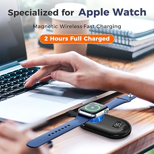 Miniatura 6 de Cargador portátil para Apple Watch, color negro y rosa, compatible con todas las series de Apple Watch 987654Ultra