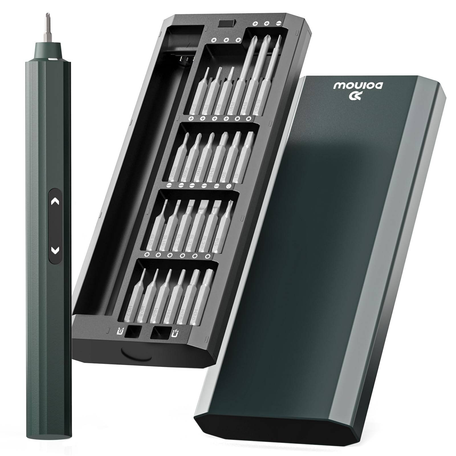mini cacciavite elettrico, set di cacciaviti di precisione con punte magnetiche 48 in 1, luce LED, contenitore magnetico, adatto per la riparazione di PC, telefono, orologio, laptop