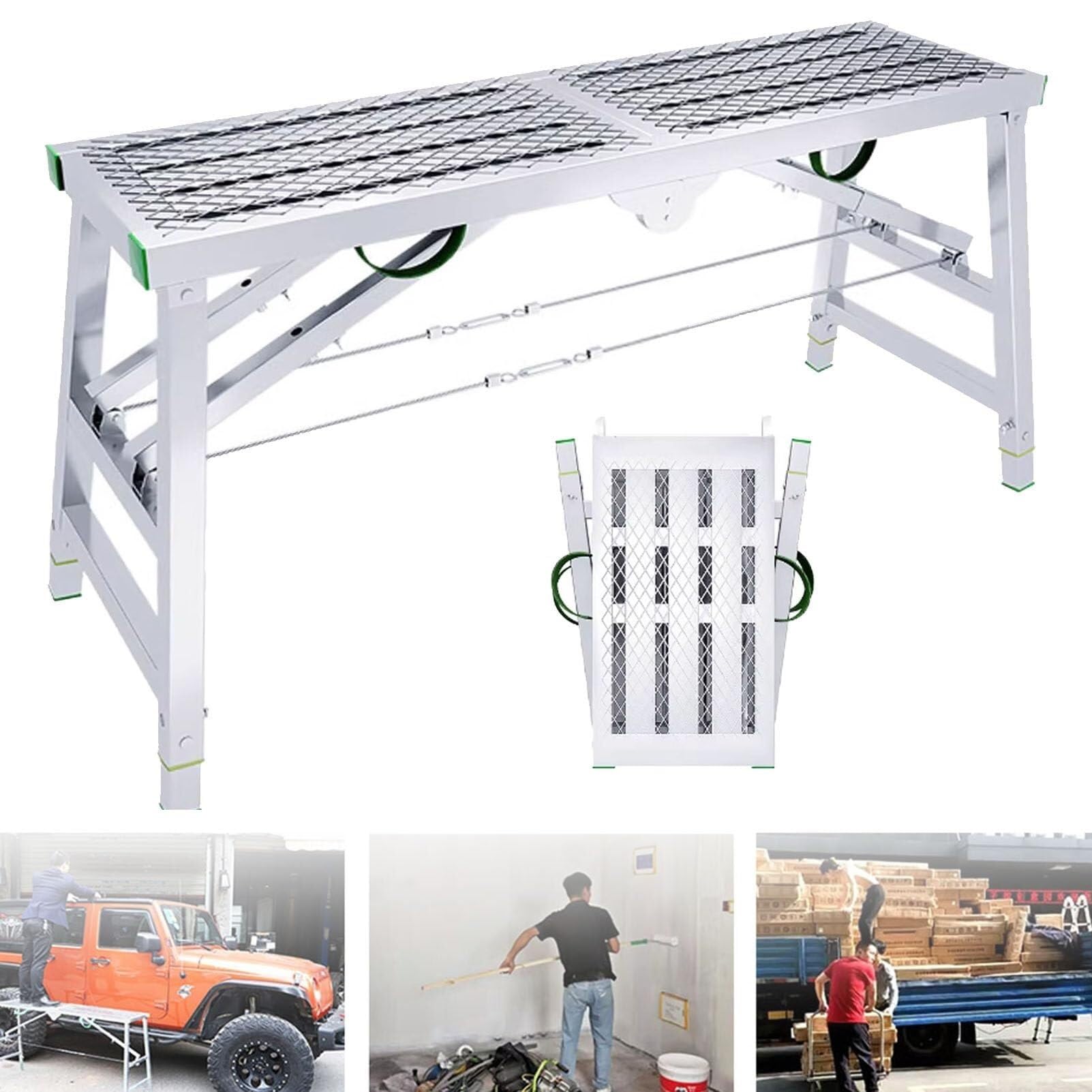 LMMIAOZ Portable Multipurpose Scaffolding Equipment, Work Platform Folding Scaffold Tower Ladder, For Home Decorating, Car Washing(200cm)