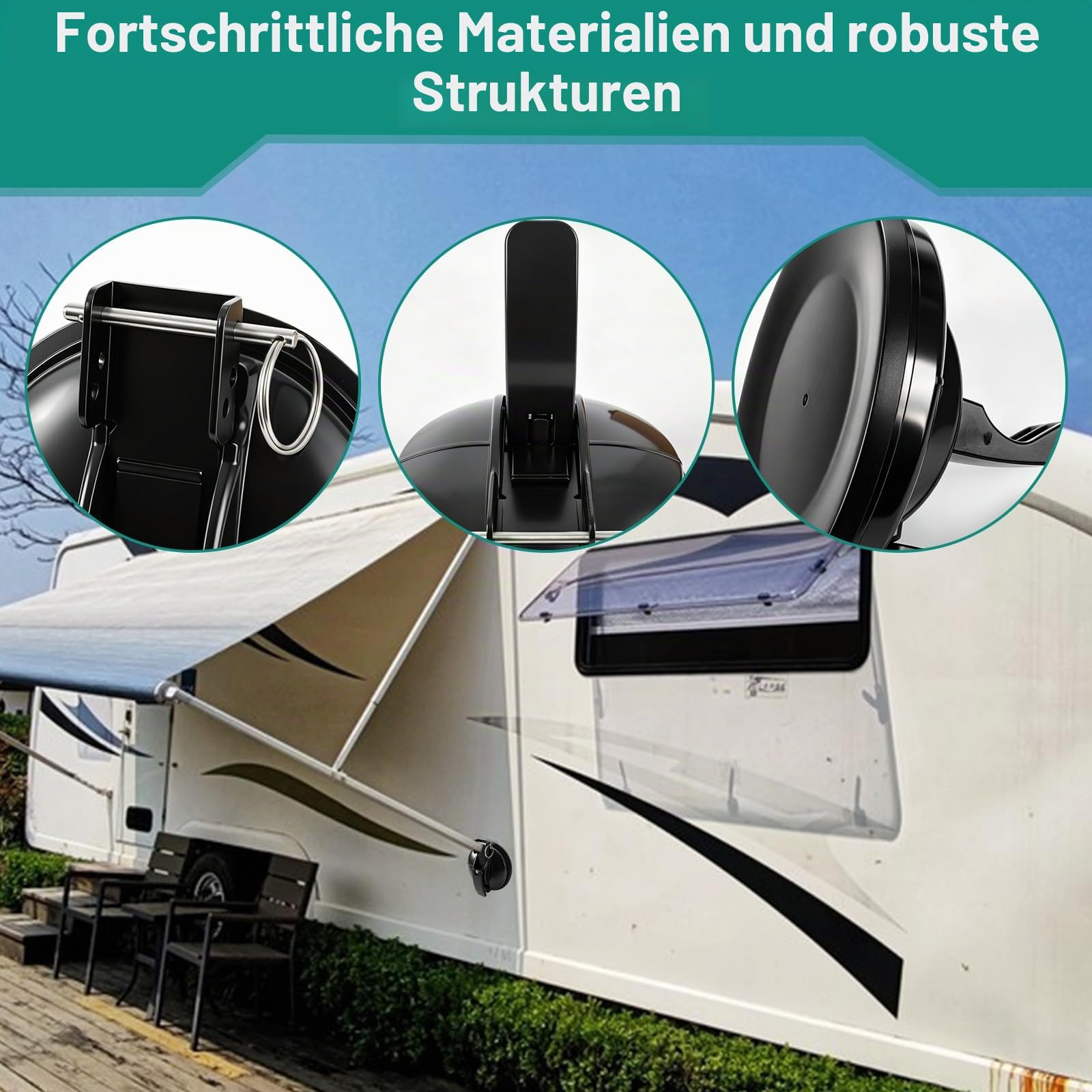 2 Stück Markisenhalter, Halterung Für Markisenfuß, Markisenfusshalter für Camper, Wohnmobil, Wohnwagen für VW T5/T6, Mercedes Marco Polo, Ford Transit und FIAT Ducato Wohnmobile