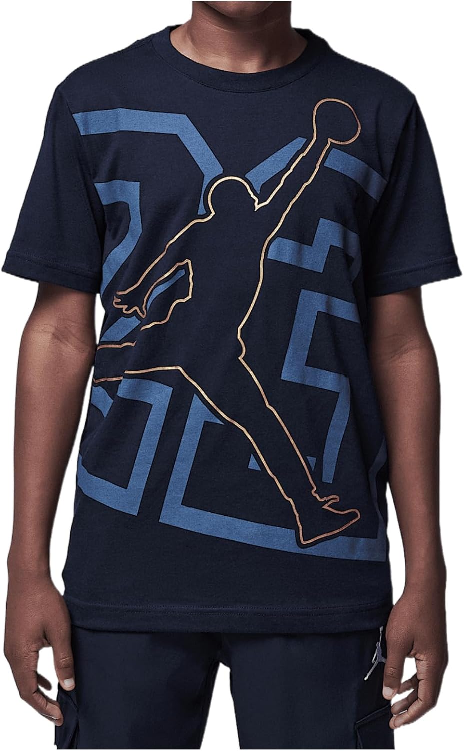 Jordan Big Kids' Shining Jumpman T-Shirt (Black, 95D526-023) Size Large