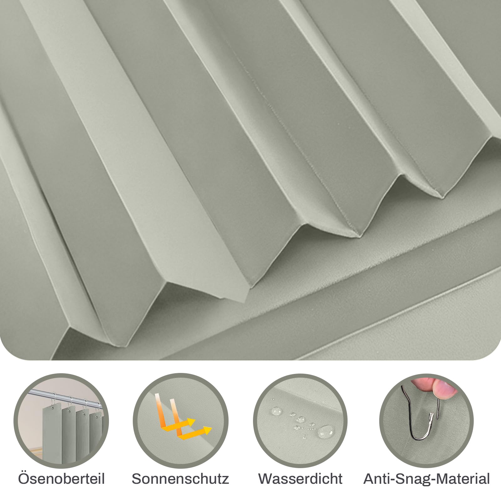 Cortina separadora de ambientes, extraancha, 241 x 254 cm, impermeable, separador de habitaciones, con ganchos, para baño, dormitorio, salón, oficina, protección visual (gris claro)