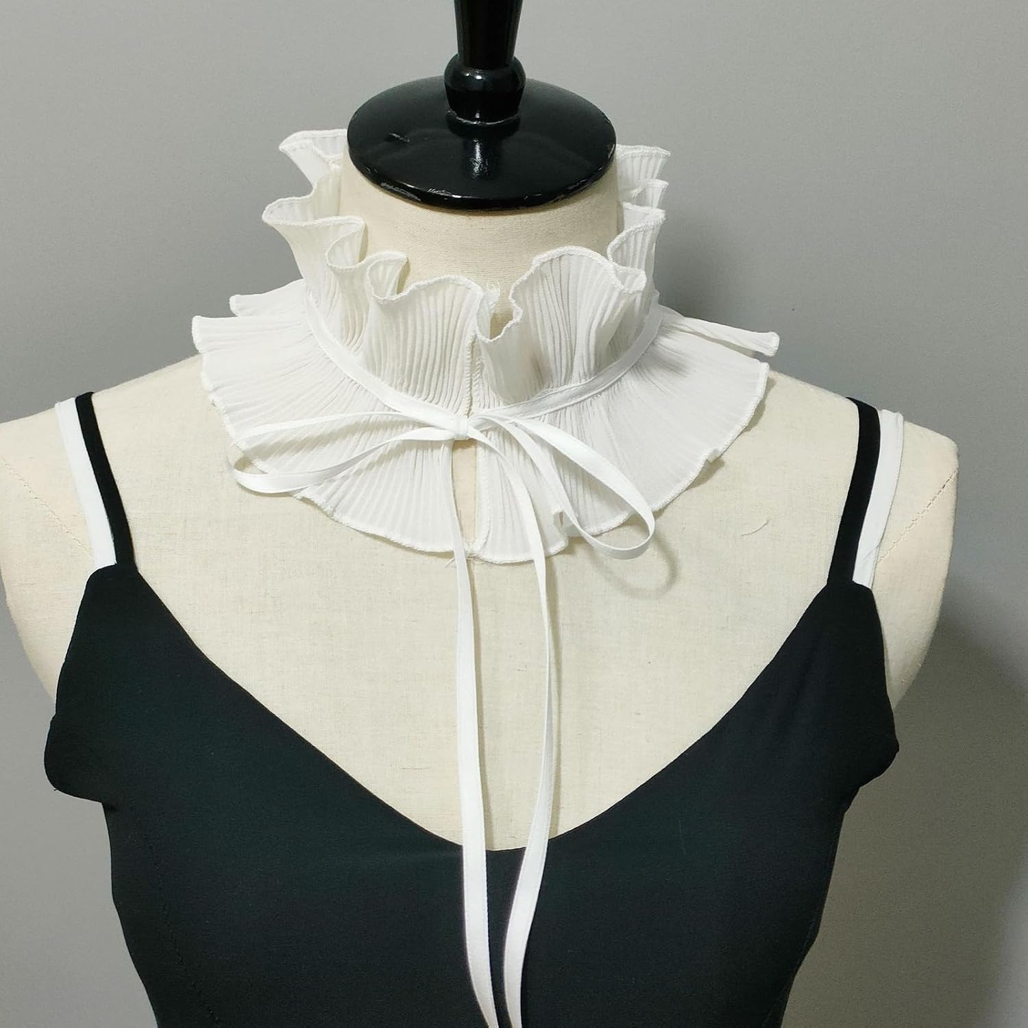 Women Yarn Jabots Collar Detachable Ruffled Victorian False Exotic Role Play Neck Nightclub Male Black Women Victorian Neck R