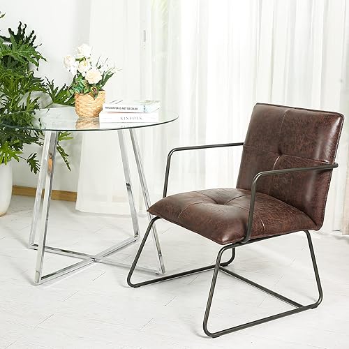 Miniatura 5 de Juego de mesa y sillas de comedor de 5 piezas moderna mesa redonda de comedor con 4 sillas de cuero mesa de vidrio templado y patas cromadas para