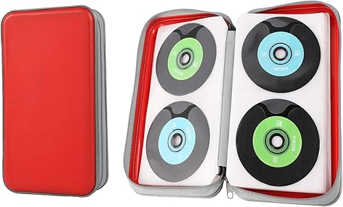 Miniatura 37 de UENTIP Estuche portátil para CD de capacidad para 96, portátil y de plástico duro, organizador de CD, cartera, almacenamiento de DVD (96, naranja)