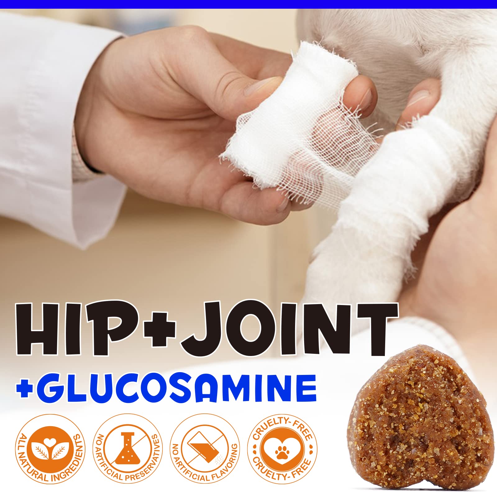 Glucosamine pour chiens, supplément pour hanches et articulations (150 comprimés) – Soins des articulations à mâcher avec sulfate de chondroïtine, MSM – Soulagement de la douleur arthritique, mobilité