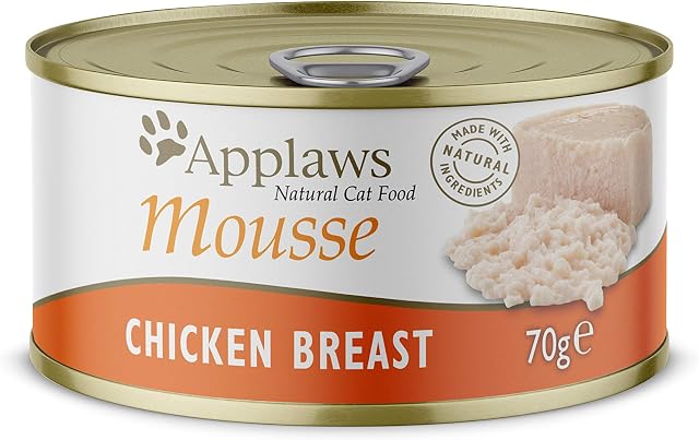 Applaws Natural Wet Cat Food, Chicken Mousse in 70g Tin (Pack of 24)