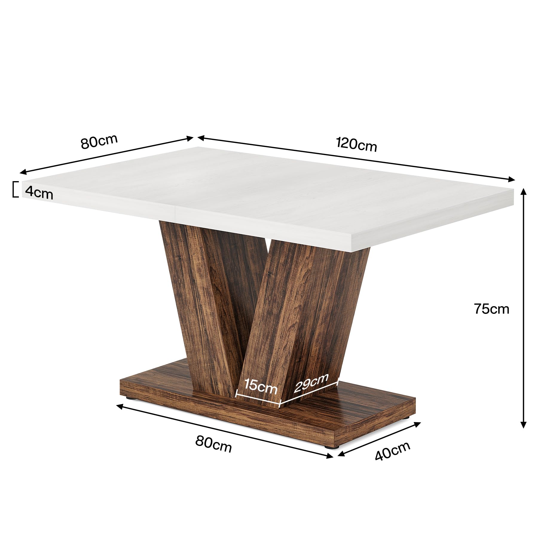 Tribesigns Mesa de comedor para 4 personas, mesa de cocina de 120 cm con base pesada, mesa de comedor de madera para casa o comedor