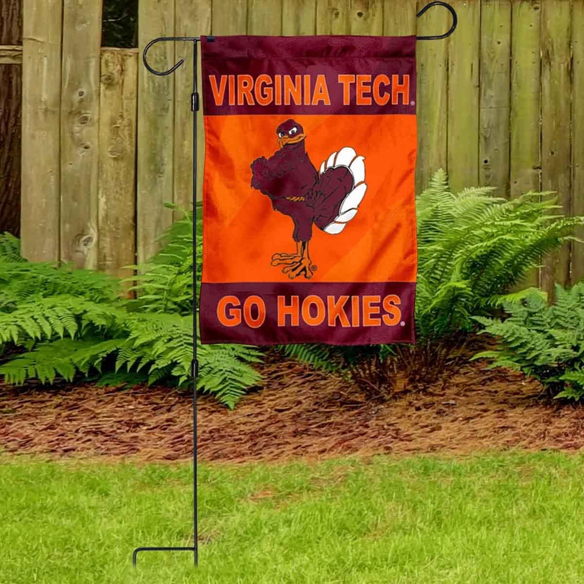 VA Tech Hokies Mascot Garden Banner Flag with Stand Pole Holder