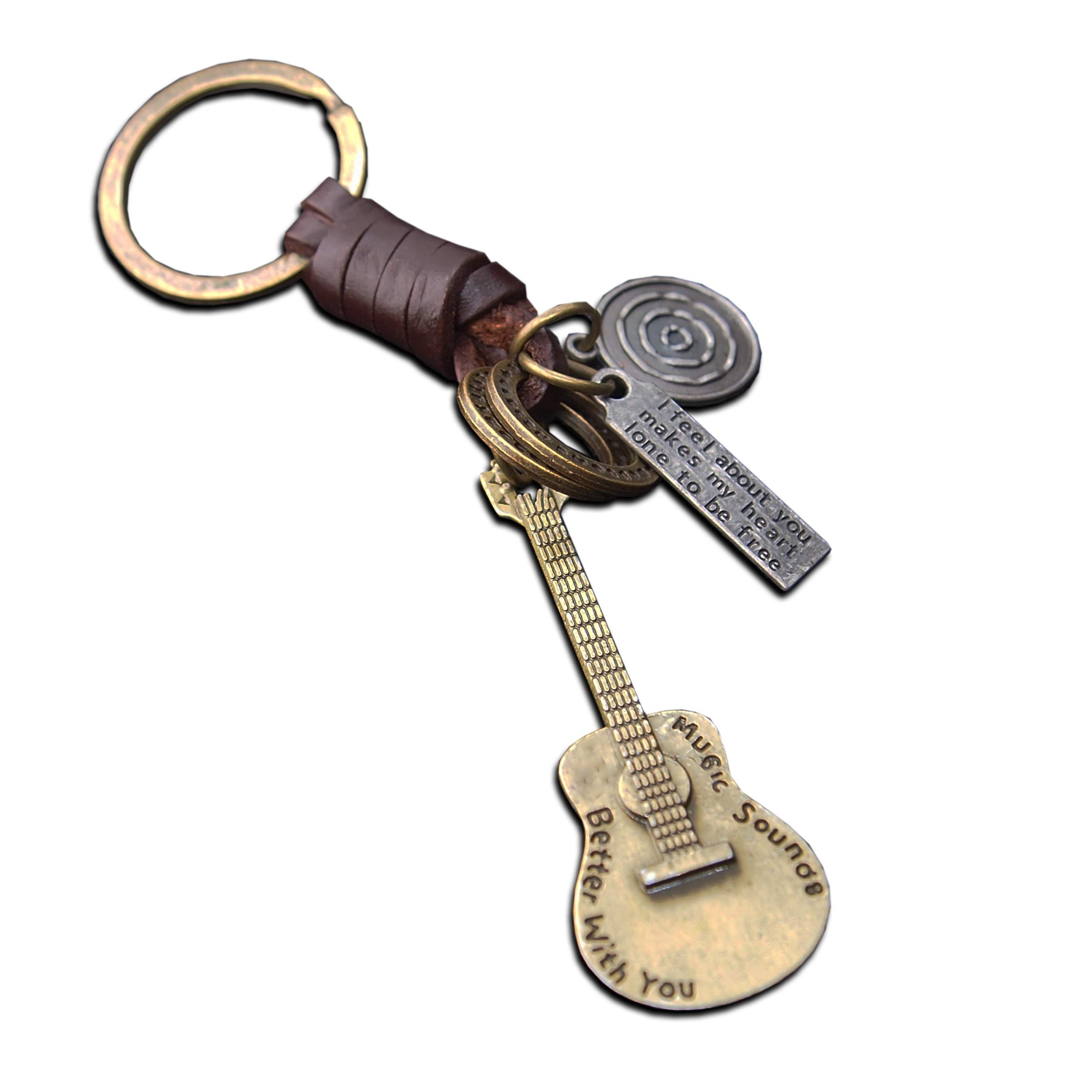 Seraphis Guitar Keyring Leather Keychain Music Rock Gift Musician Men Pendant