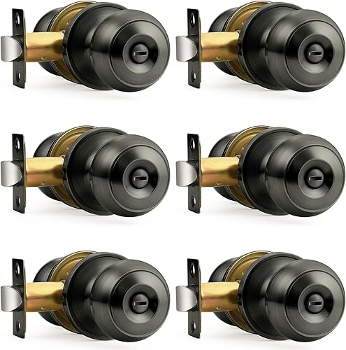 Vista 150 de Probrico - Pomos de puerta color negro mate, paquete de 15 pomos interiores con función de bloqueo de privacidad para dormitorio y baño, pestillo