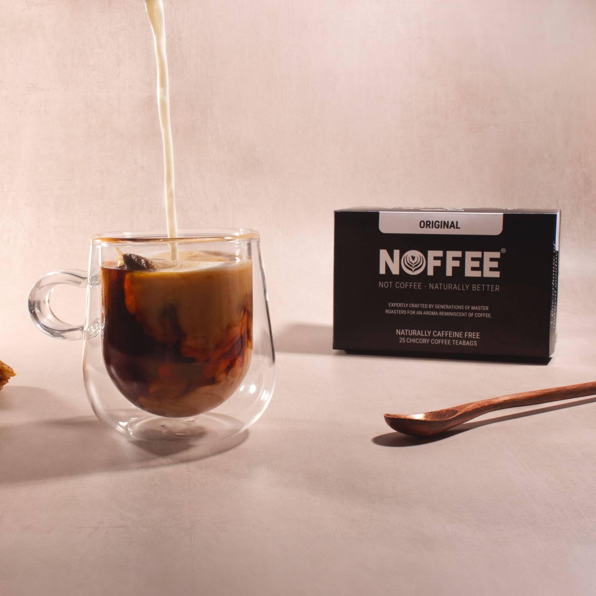 Noffee Sustituto de café sin cafeína 25 bolsitas de té de hierbas achicoria tostado sabor intenso