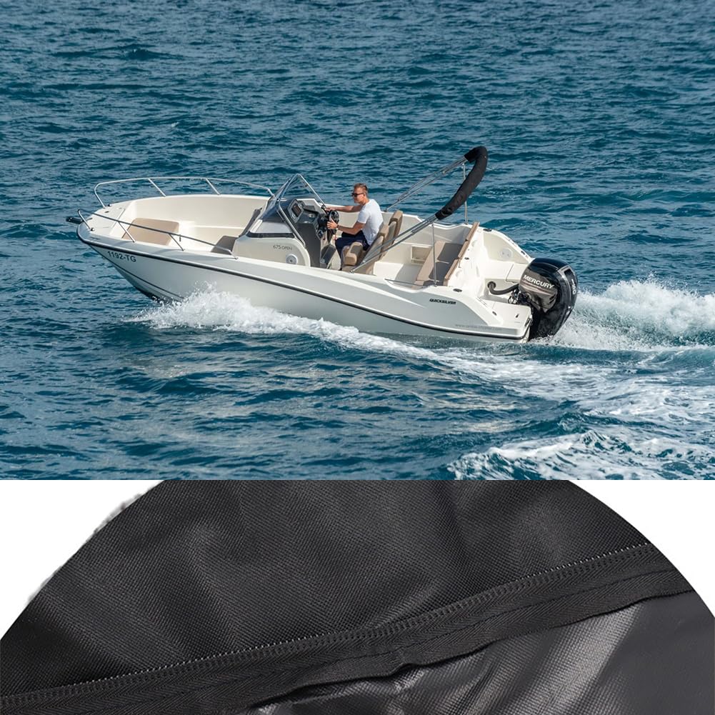 Tiiyee Housse de Rechange pour Dessus Bimini, Auvent de Bateau Pliable | Imperméable, en Tissu Oxford Noir, pour Usage Marin
