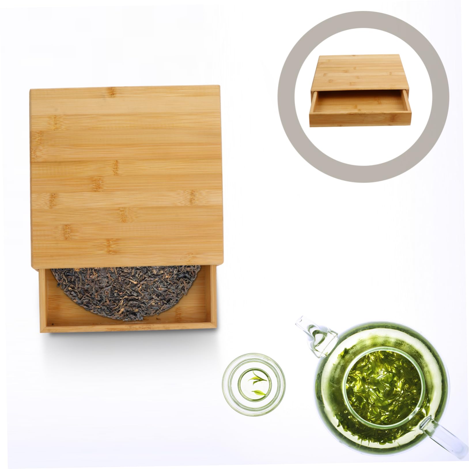 KOMBIUDA Caja de Madera para Pastel de Té Estilo Cajón, Caqui