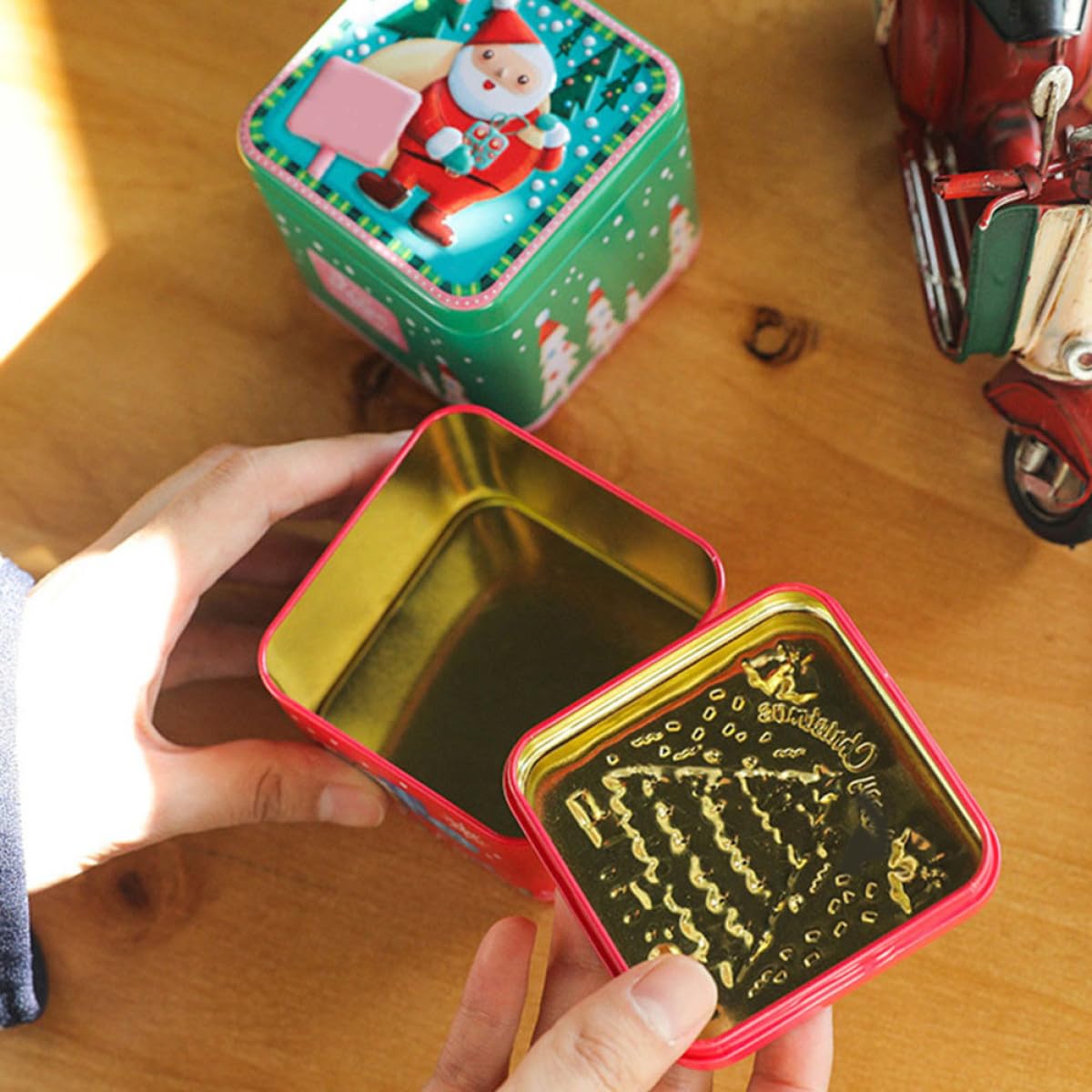 ORFOFE 8stücke Pack Weihnachts-bonboniere Aus Weißblech Weißblech-süßigkeiten-gläser Mit Weihnachtsmuster Für Bonbons Kekse Als Weihnachtsgeschenke-box