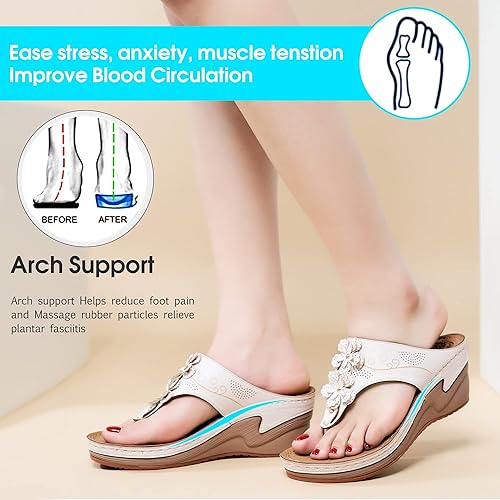 Miniatura 3 de HARENCE Sandalias de cuña para mujer cómodas sandalias de plataforma con plantilla acolchada para caminar, sandalias casuales de verano para mujer