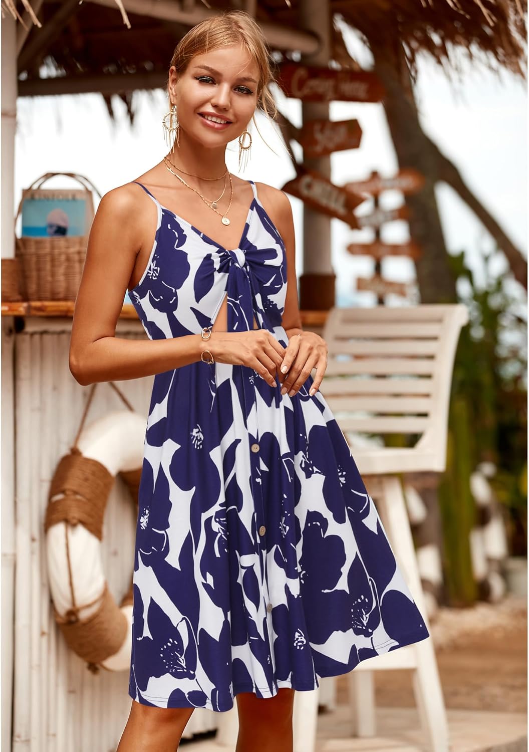 VOTEPRETTY Women's Summer Dresses Spring Sundresses Beach Clothes Outfit Vacation 2024 V Neck Casual Tropical Resort Hawaiian - Image 2